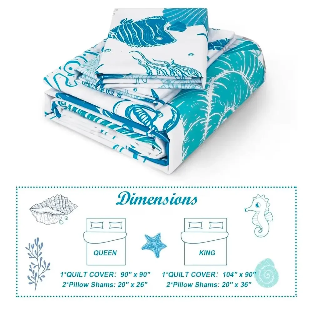 3 Pcs Duvet Cover‎ Set, Reversible Double-Sided , KING SIZE